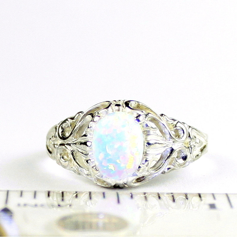 Created White Opal 925 Sterling Silver Ring SR113 Image 4