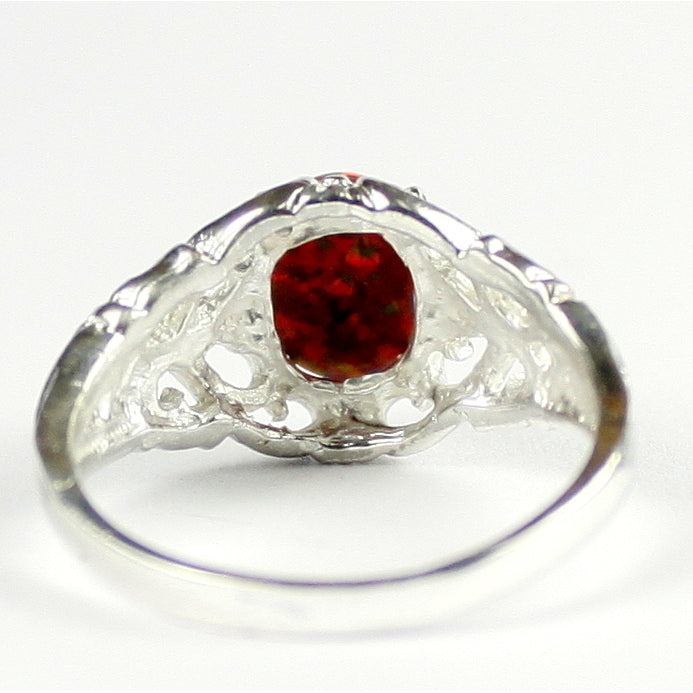 SR113 Created Red Brown Opal 925 Sterling Silver Ring Image 4