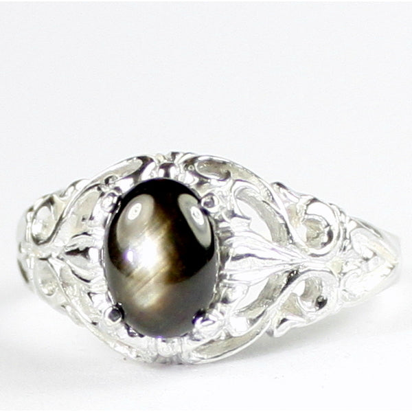 SR113 Black Star Sapphire 925 Sterling Silver Ring, Image 2