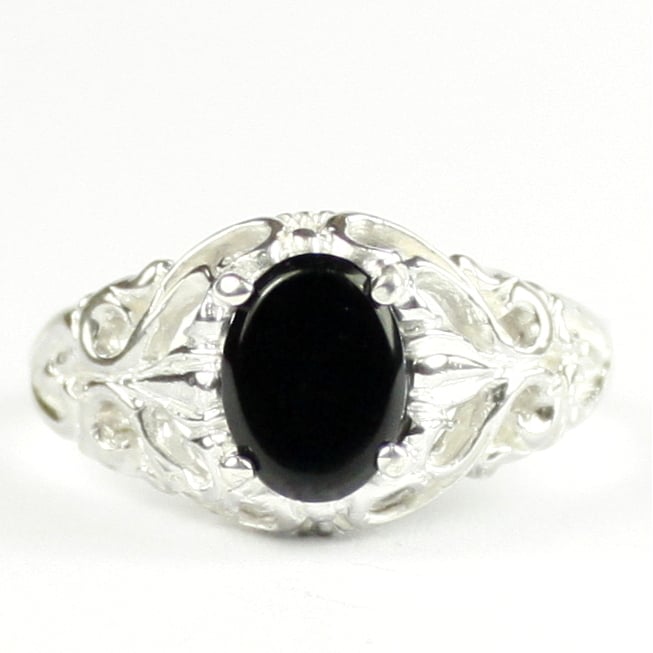 SR113 Black Onyx 925 Sterling Silver Ring, Image 1