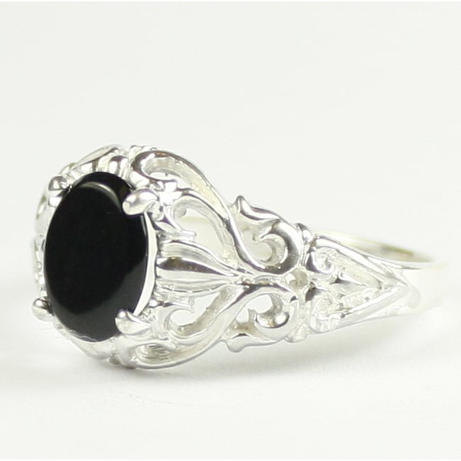 SR113 Black Onyx 925 Sterling Silver Ring, Image 2