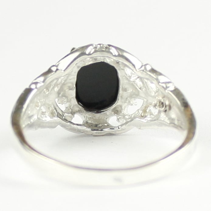 SR113 Black Onyx 925 Sterling Silver Ring, Image 4