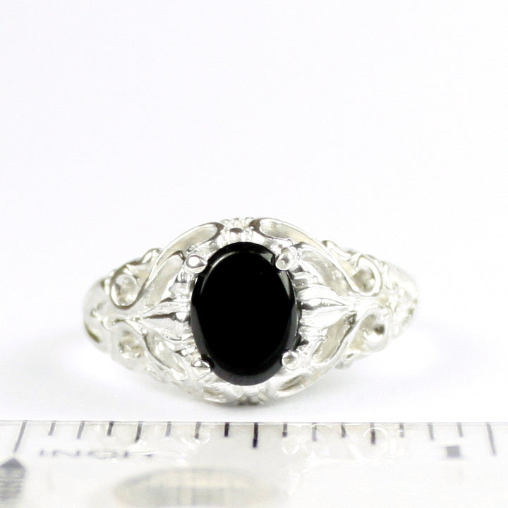 SR113 Black Onyx 925 Sterling Silver Ring, Image 4