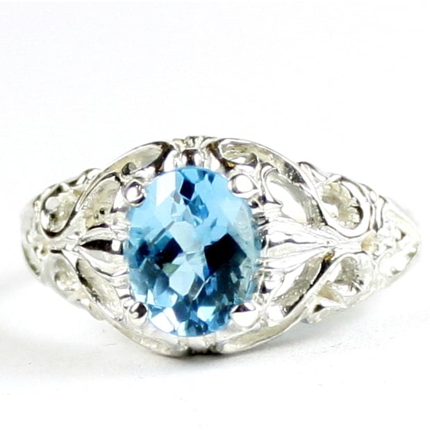 SR113 Swiss Blue Topaz 925 Sterling Silver Ring, Image 1