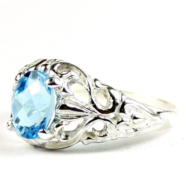 SR113 Swiss Blue Topaz 925 Sterling Silver Ring, Image 2