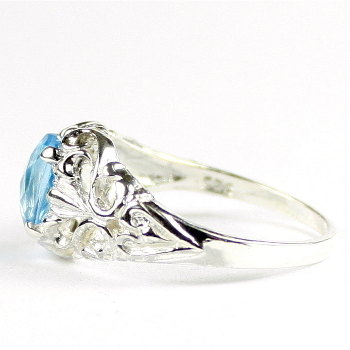 SR113 Swiss Blue Topaz 925 Sterling Silver Ring, Image 3