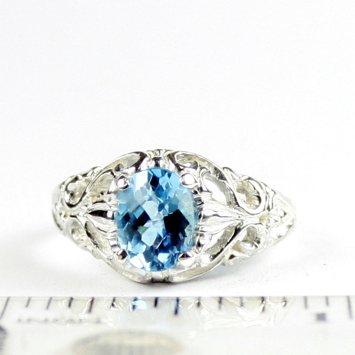 SR113 Swiss Blue Topaz 925 Sterling Silver Ring, Image 4