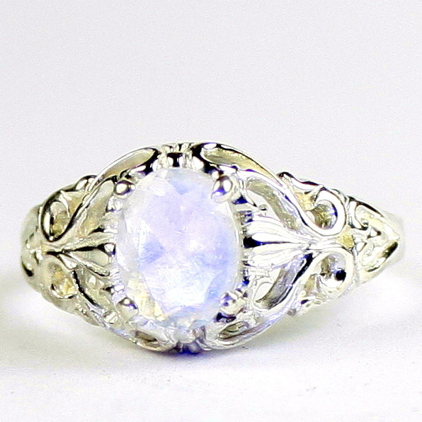 SR113 Rainbow Moonstone 925 Sterling Silver Ring, Image 1