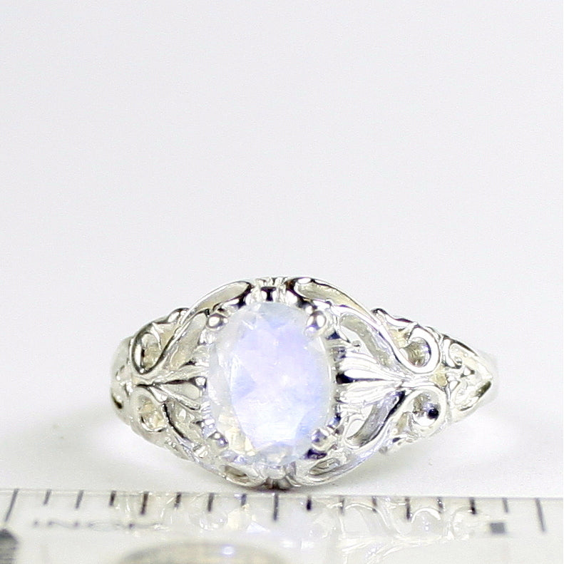 SR113 Rainbow Moonstone 925 Sterling Silver Ring, Image 4