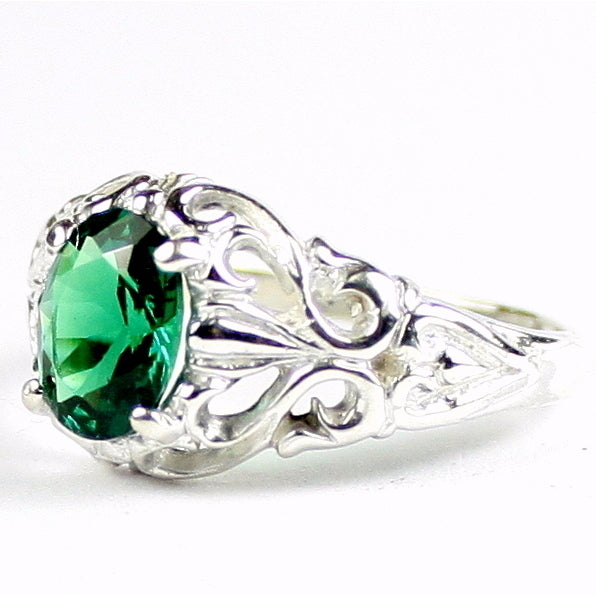 SR113 Russian Nanocrystal Emerald 925 Sterling Silver Ring, Image 2