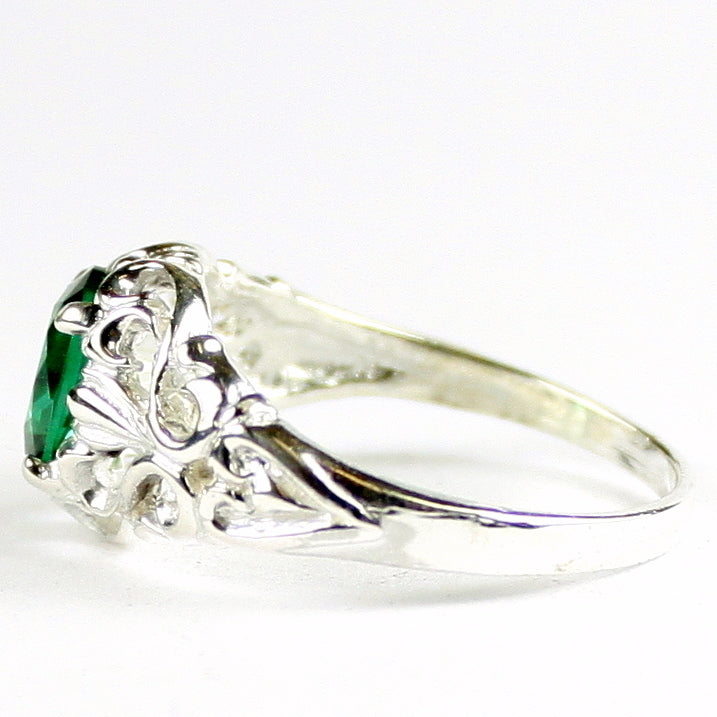 SR113 Russian Nanocrystal Emerald 925 Sterling Silver Ring, Image 3