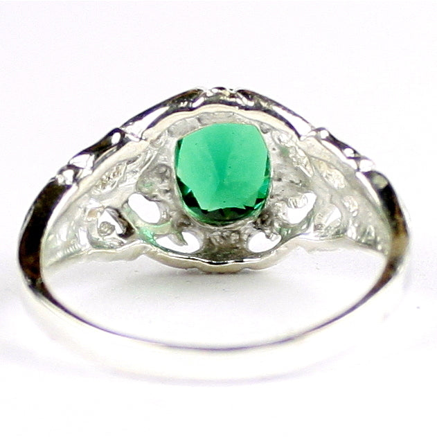 SR113 Russian Nanocrystal Emerald 925 Sterling Silver Ring, Image 4