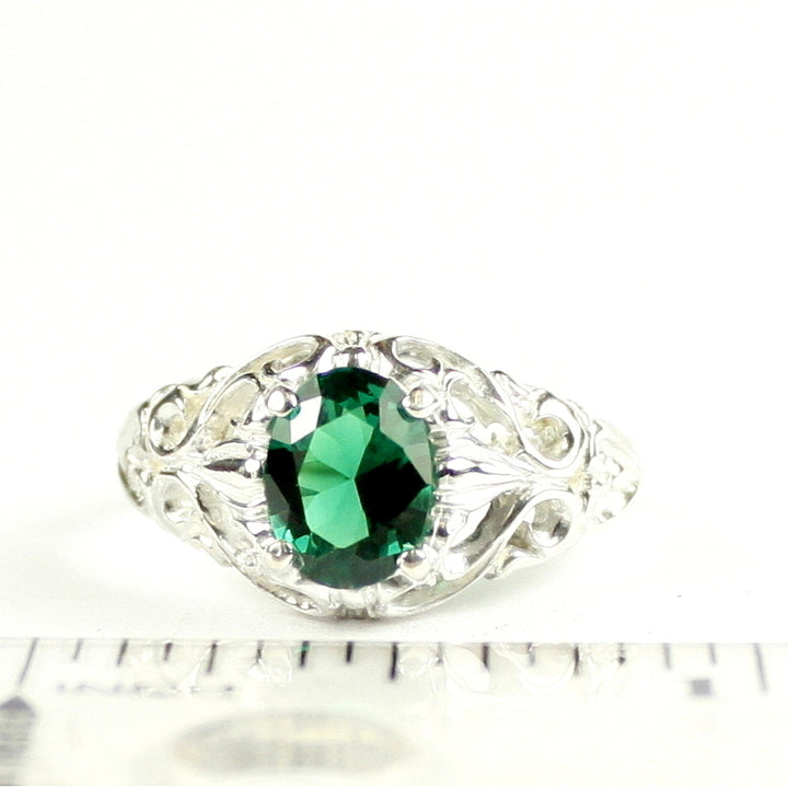 SR113 Russian Nanocrystal Emerald 925 Sterling Silver Ring, Image 4