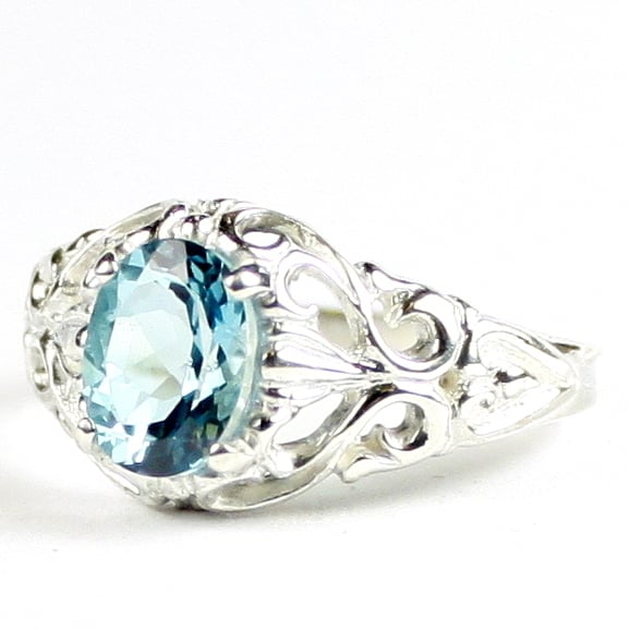 SR113 Paraiba Topaz 925 Sterling Silver Ring, Image 2