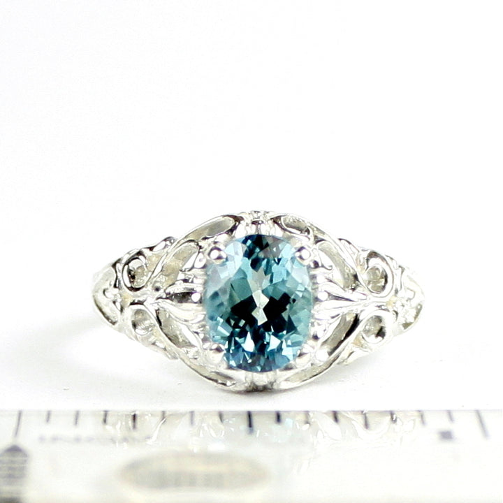 SR113 Paraiba Topaz 925 Sterling Silver Ring, Image 4