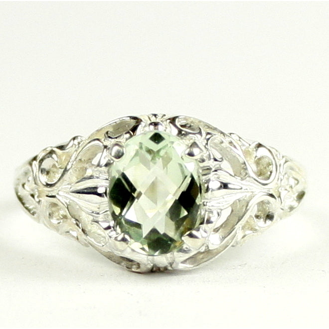 SR113 Green Amethyst 925 Sterling Silver Ring, Image 1