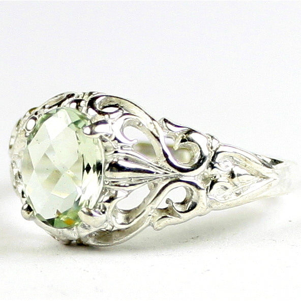 SR113 Green Amethyst 925 Sterling Silver Ring, Image 2