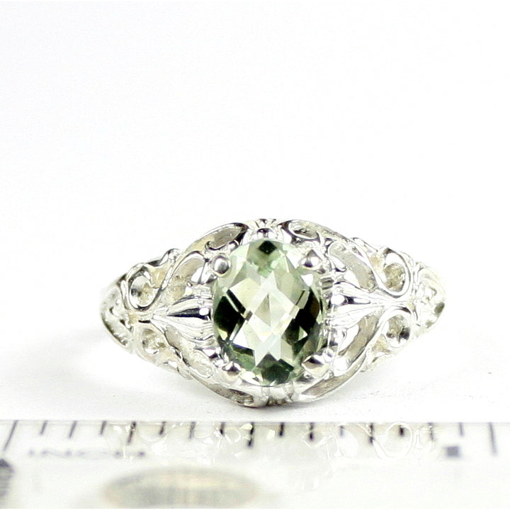 SR113 Green Amethyst 925 Sterling Silver Ring, Image 4