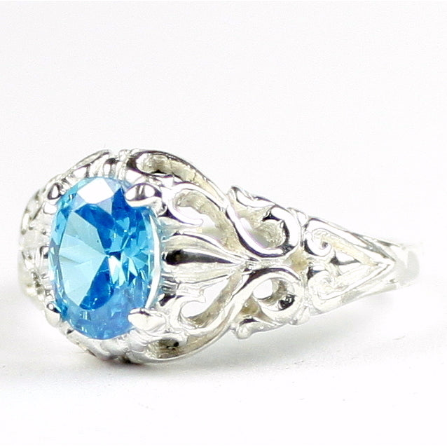 SR113 Glacier Blue CZ 925 Sterling Silver Ring, Image 2