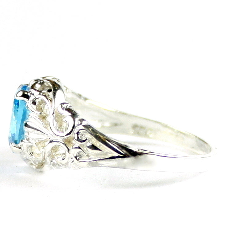 SR113 Glacier Blue CZ 925 Sterling Silver Ring, Image 3