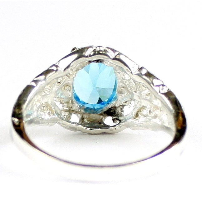 SR113 Glacier Blue CZ 925 Sterling Silver Ring, Image 4