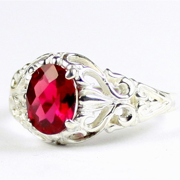 SR113 Created Ruby 925 Sterling Silver Ring, Image 2