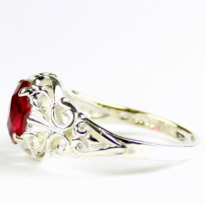 SR113 Created Ruby 925 Sterling Silver Ring, Image 3