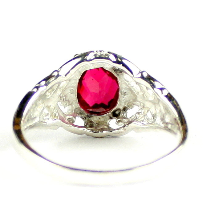 SR113 Created Ruby 925 Sterling Silver Ring, Image 4