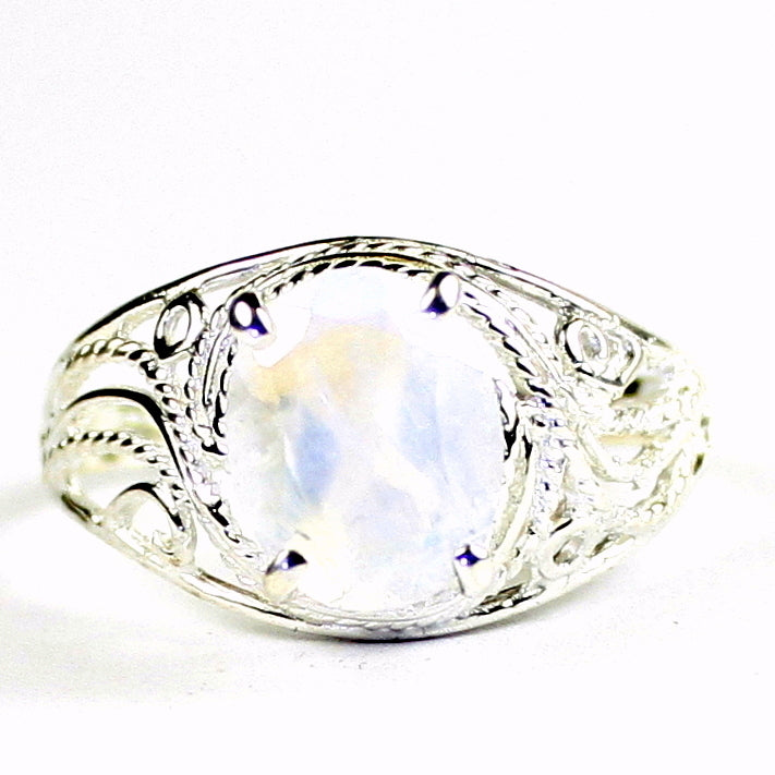 SR083 Rainbow Moonstone 925 Sterling Silver Ladies Ring, Image 1