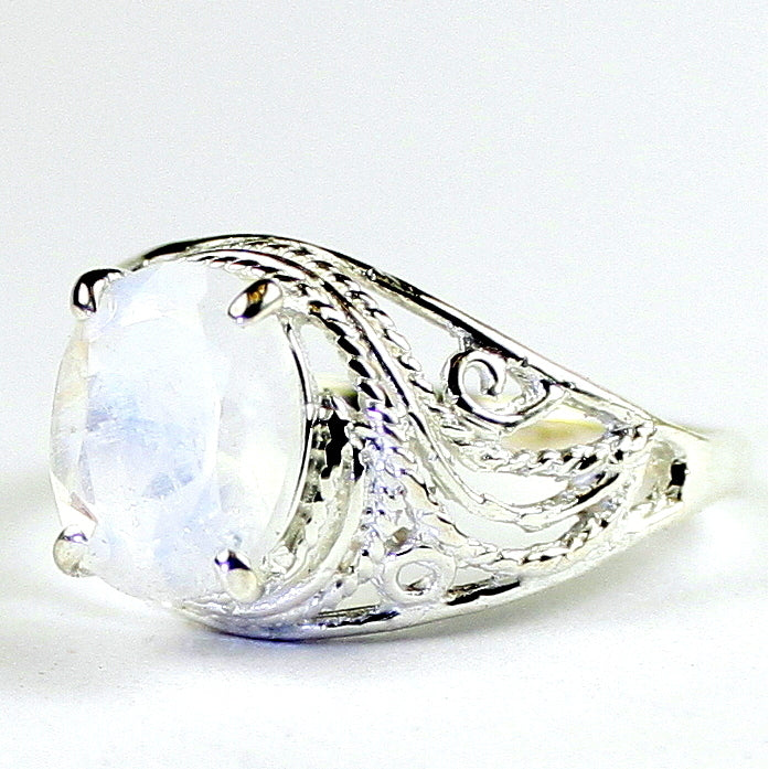 SR083 Rainbow Moonstone 925 Sterling Silver Ladies Ring, Image 2