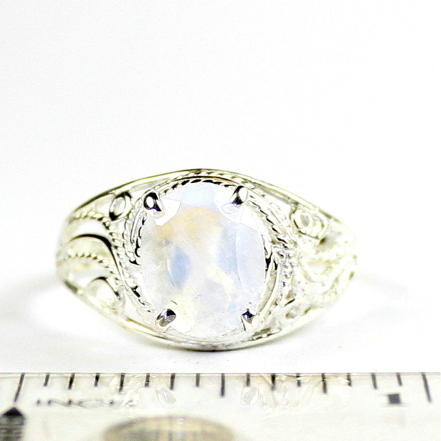 SR083 Rainbow Moonstone 925 Sterling Silver Ladies Ring, Image 4