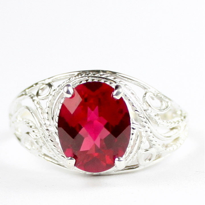 SR083 Created Ruby 925 Sterling Silver Ladies Ring, Image 1