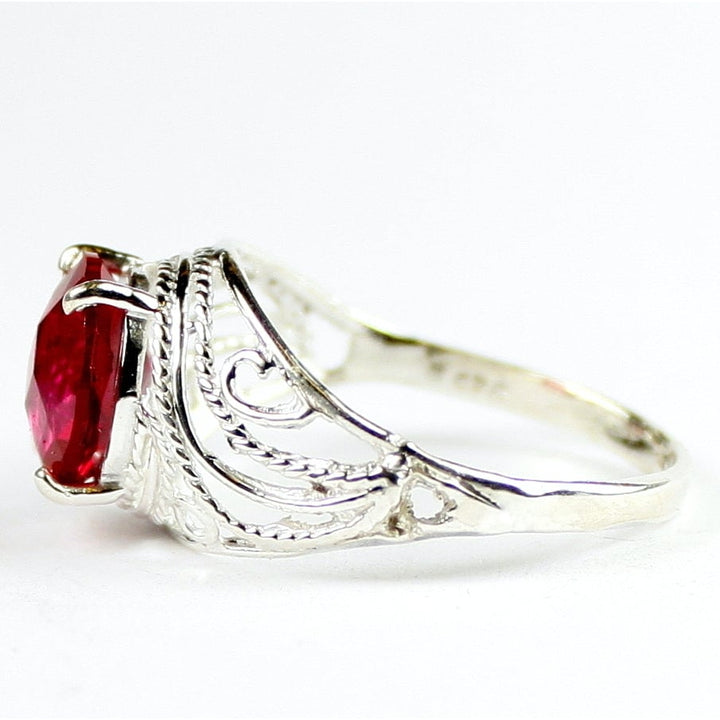 SR083 Created Ruby 925 Sterling Silver Ladies Ring, Image 3