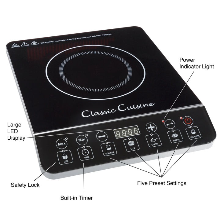 Portable Induction Cooker Electric Burner 1800W Cooking Safely Image 3