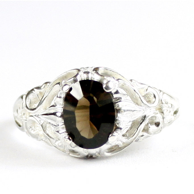 SR113 Smoky Quartz 925 Sterling Silver Ring, Image 1