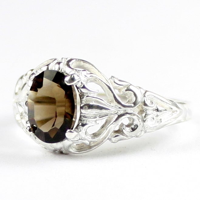 SR113 Smoky Quartz 925 Sterling Silver Ring, Image 2