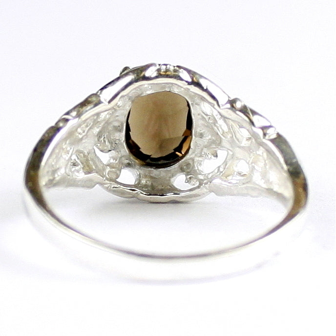 SR113 Smoky Quartz 925 Sterling Silver Ring, Image 4