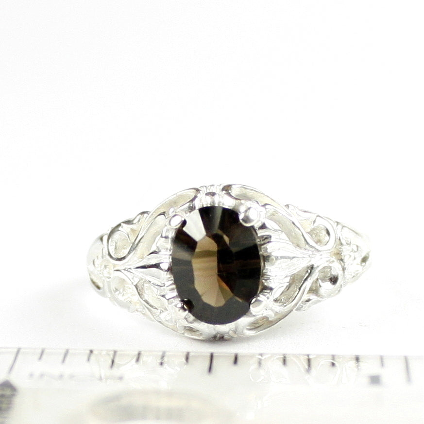 SR113 Smoky Quartz 925 Sterling Silver Ring, Image 4