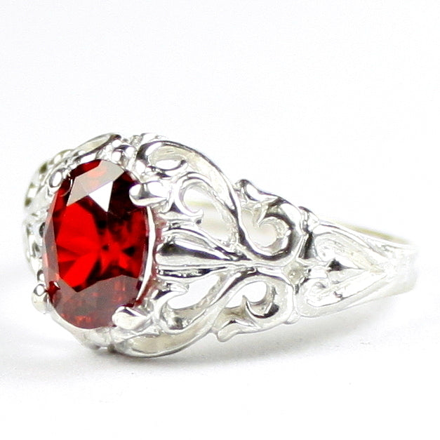 SR113 Garnet CZ 925 Sterling Silver Ring, Image 2