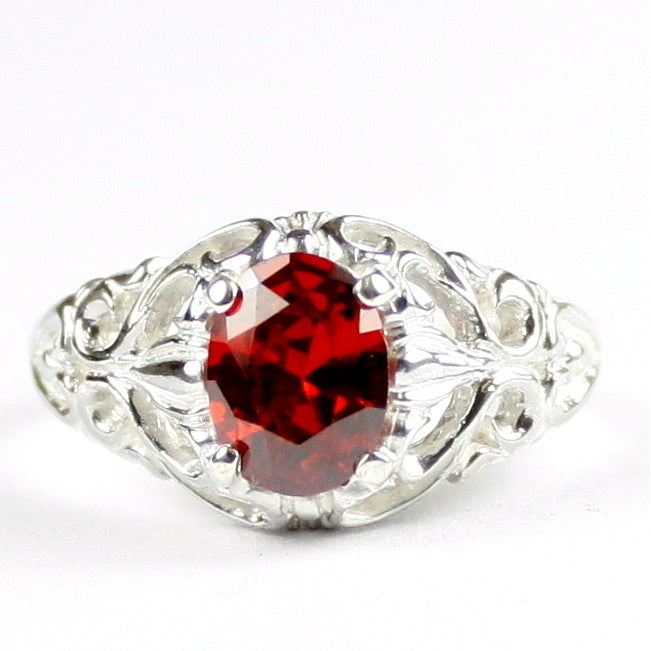 SR113 Garnet CZ 925 Sterling Silver Ring, Image 1