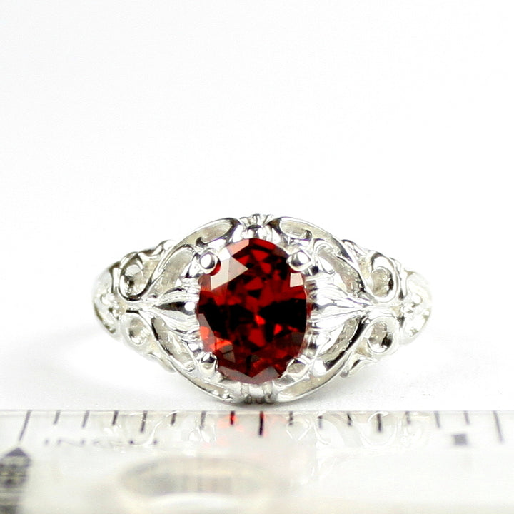 SR113 Garnet CZ 925 Sterling Silver Ring, Image 4