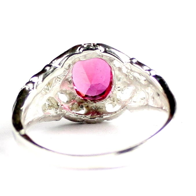 SR113 Created Pink Sapphire 925 Sterling Silver Ring, Image 4