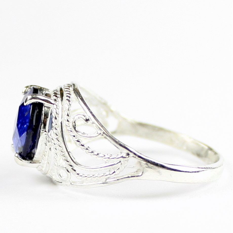 SR083 Created Blue Sapphire 925 Sterling Silver Ladies Ring, Image 3