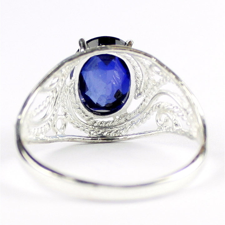 SR083 Created Blue Sapphire 925 Sterling Silver Ladies Ring, Image 4