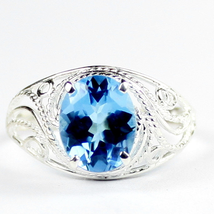 SR083 Swiss Blue Topaz 925 Sterling Silver Ladies Ring, Image 1