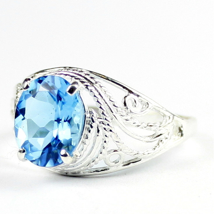 SR083 Swiss Blue Topaz 925 Sterling Silver Ladies Ring, Image 2