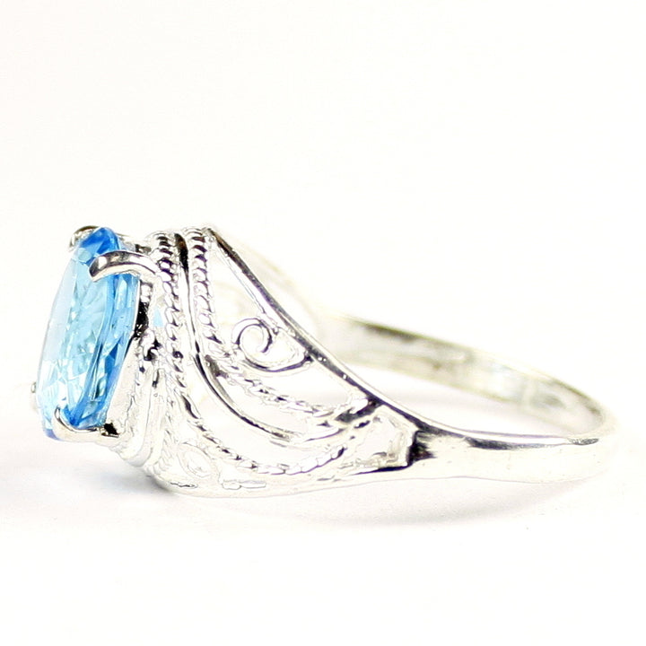 SR083 Swiss Blue Topaz 925 Sterling Silver Ladies Ring, Image 3