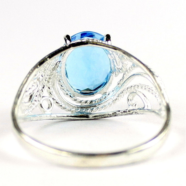 SR083 Swiss Blue Topaz 925 Sterling Silver Ladies Ring, Image 4