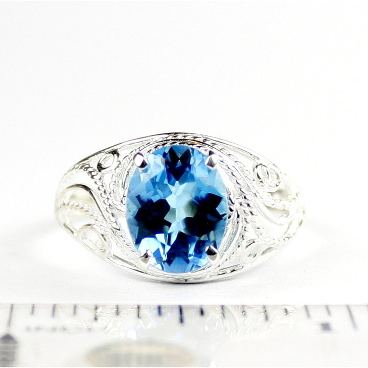 SR083 Swiss Blue Topaz 925 Sterling Silver Ladies Ring, Image 4