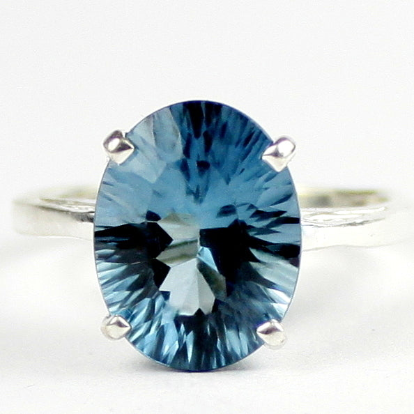 Sterling Silver Ladies Ring London Blue Topaz Quantam Cut SR055 Image 1